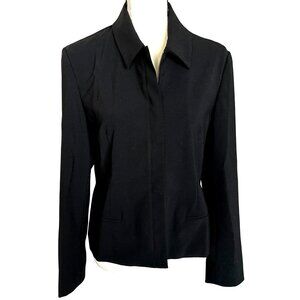 LRL Lauren Ralph Lauren Black Shacket Jacket Size 10 Full Zip Soft Minimalist